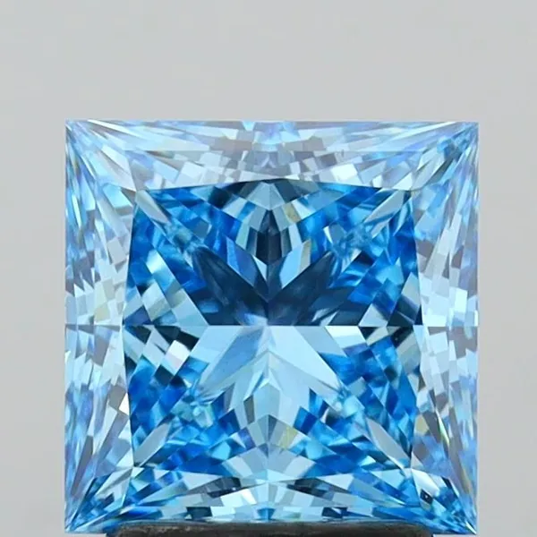 2.51ct PRINCESS Fancy Vivid Blue VS1 Coloured Lab diamond
