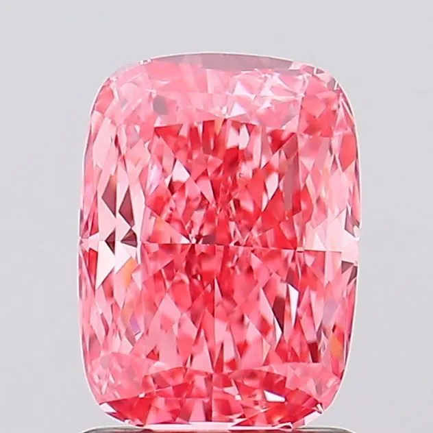 1.26ct CUSHION Fancy Vivid Pink VS1 Coloured Lab diamond