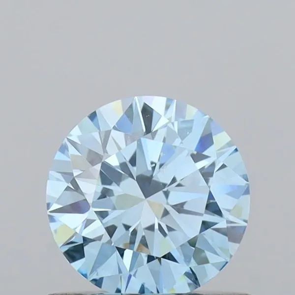 0.6ct ROUND Fancy Vivid Blue VVS2 Coloured Lab diamond