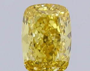 1.08ct CUSHION Fancy Vivid Yellow VS1 Coloured Lab diamond