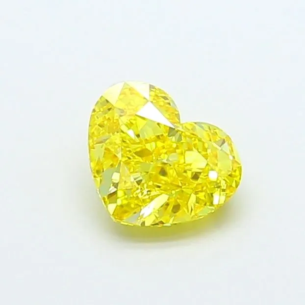 1.37ct HEART Fancy Vivid Yellow VVS1 Coloured Lab diamond