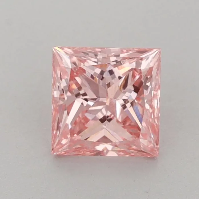 0.85ct PRINCESS Fancy Vivid Pink VS1 Coloured Lab diamond