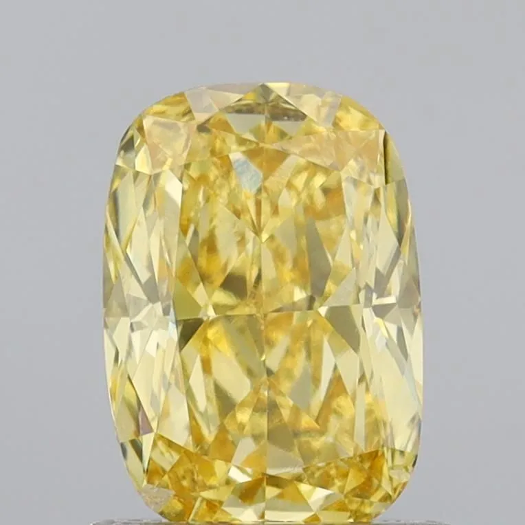 0.83ct CUSHION Fancy Intense Yellow VS2 Coloured Lab diamond