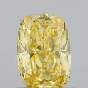 0.83ct CUSHION Fancy Intense Yellow VS2 Coloured Lab diamond