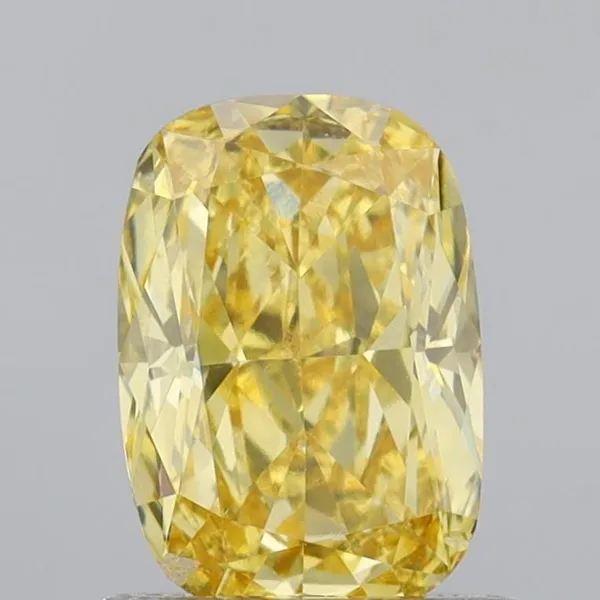 0.83ct CUSHION Fancy Intense Yellow VS2 Coloured Lab diamond