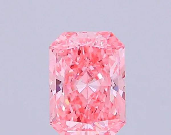0.91ct RADIANT Fancy Vivid Pink VS1 Coloured Lab diamond