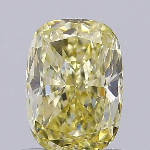 0.7ct CUSHION Fancy Light Yellow VVS2 Coloured Lab diamond