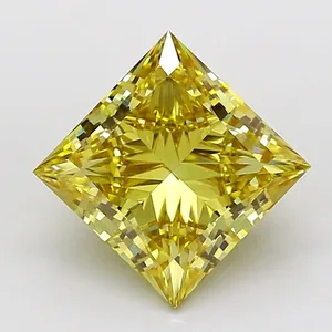 4.31ct PRINCESS Fancy Intense Yellow VVS2 Coloured Lab diamond