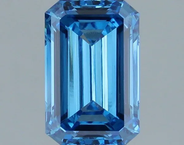 1.22ct EMERALD Fancy Vivid Blue VVS2 Coloured Lab diamond