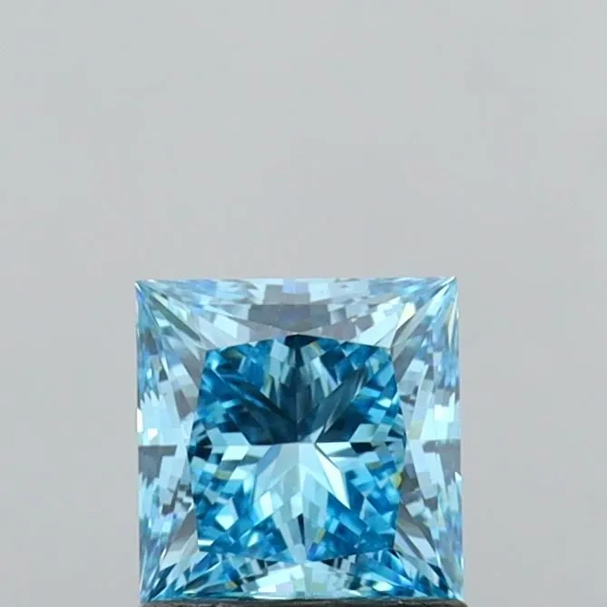 1.22ct PRINCESS Fancy Vivid Blue VVS2 Coloured Lab diamond