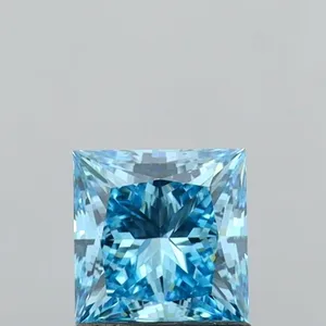 1.22ct PRINCESS Fancy Vivid Blue VVS2 Coloured Lab diamond