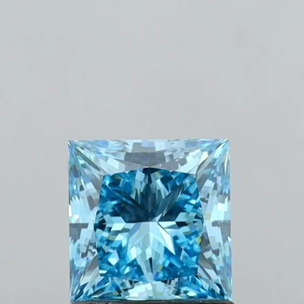 1.22ct PRINCESS Fancy Vivid Blue VVS2 Coloured Lab diamond