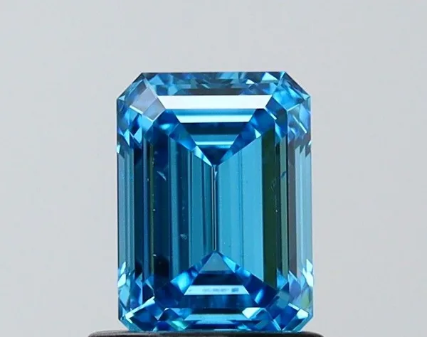 1.01ct EMERALD Fancy Vivid Blue SI1 Coloured Lab diamond