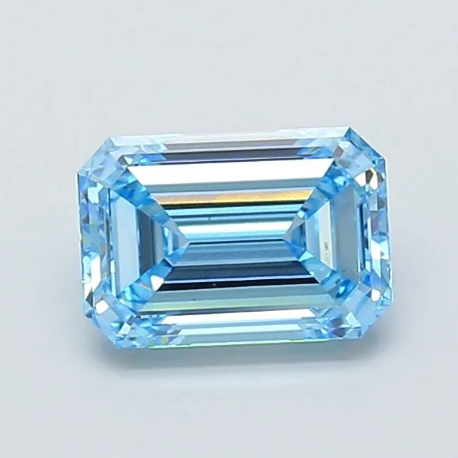 1.55ct EMERALD Fancy Vivid Blue VS1 Coloured Lab diamond