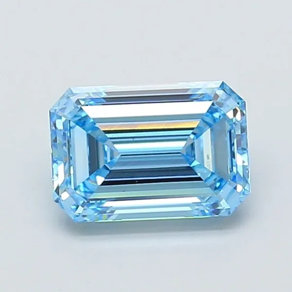 1.55ct EMERALD Fancy Vivid Blue VS1 Coloured Lab diamond