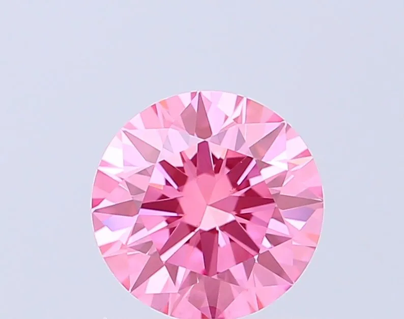 0.93ct ROUND Fancy Vivid Pink VS1 Coloured Lab diamond