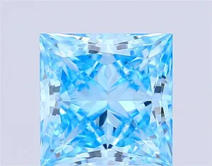 4.02ct PRINCESS Fancy Vivid Blue VVS1 Coloured Lab diamond