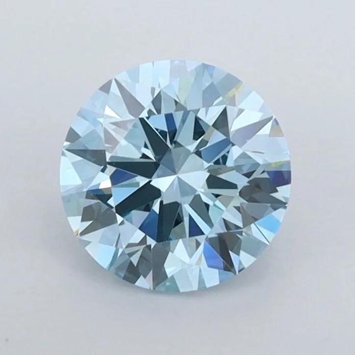 0.90ct ROUND Fancy Vivid Blue VVS1 Coloured Lab diamond
