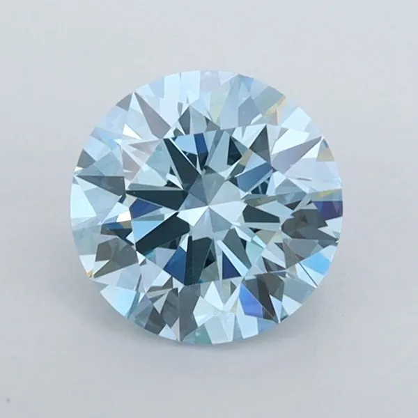 0.9ct ROUND Fancy Vivid Blue VVS1 Coloured Lab diamond
