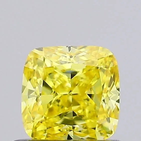 0.69ct CUSHION Fancy Vivid Yellow VVS2 Coloured Lab diamond