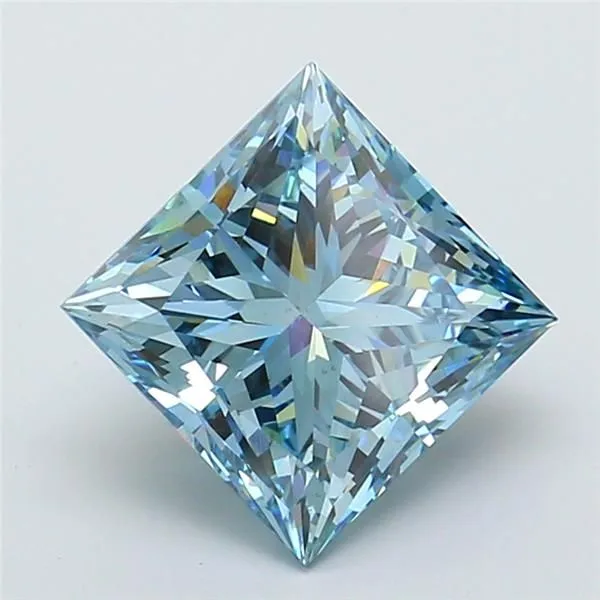 5.04ct PRINCESS Fancy Vivid Blue VS1 Coloured Lab diamond