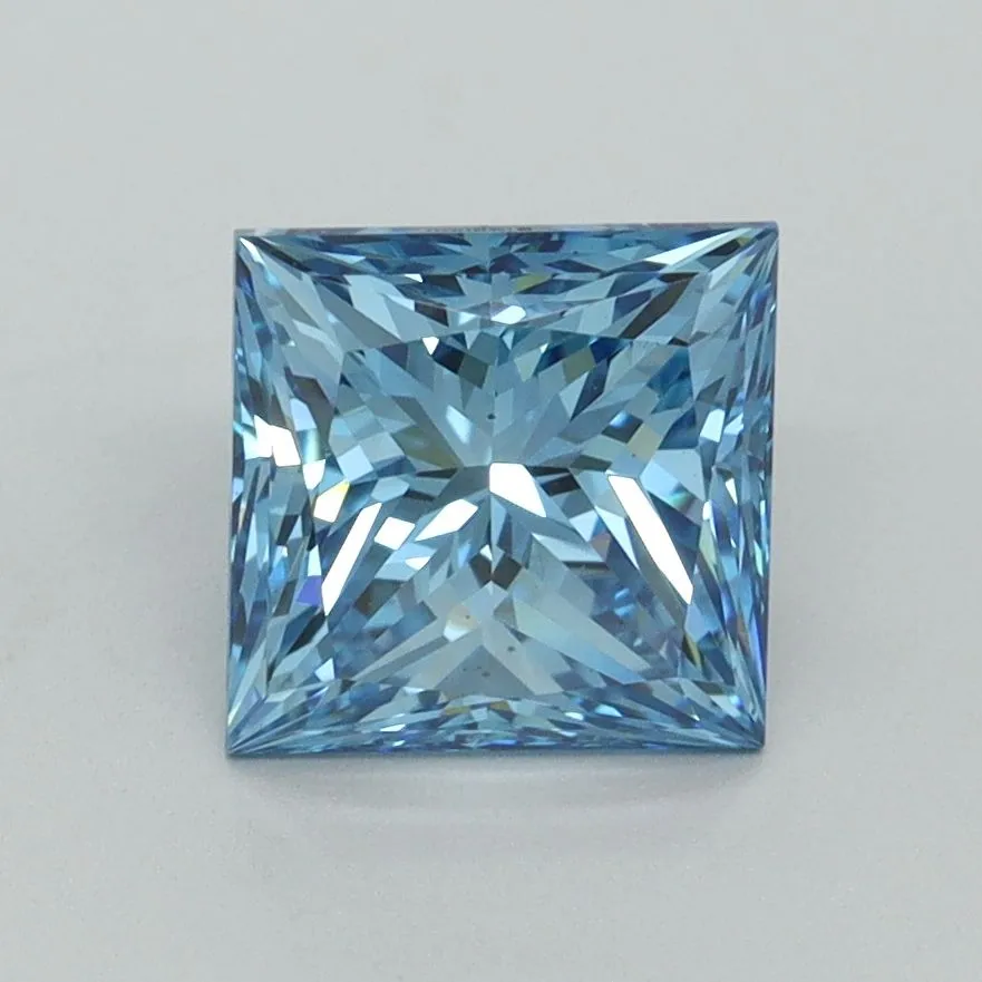 1.74ct PRINCESS Fancy Vivid Blue VS1 Coloured Lab diamond