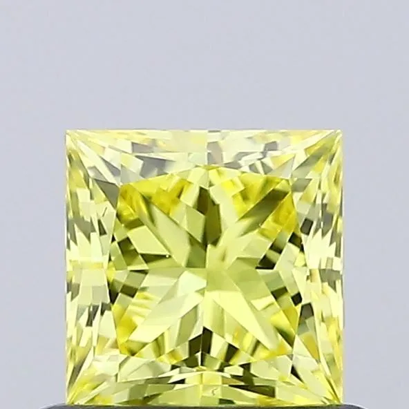 0.6ct PRINCESS Fancy Vivid Yellow VS1 Coloured Lab diamond