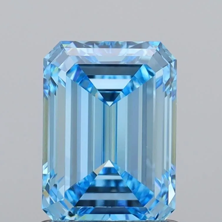 1.44ct EMERALD Fancy Vivid Blue VVS1 Coloured Lab diamond