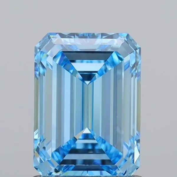 1.44ct EMERALD Fancy Vivid Blue VVS1 Coloured Lab diamond