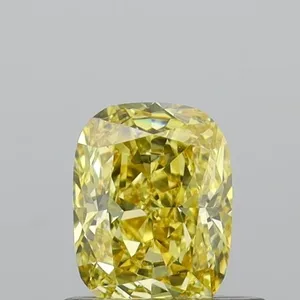 0.55ct CUSHION Fancy Intense Yellow VS1 Coloured Lab diamond