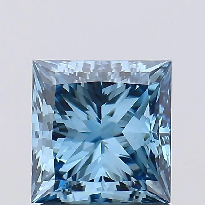 1.22ct PRINCESS Fancy Vivid Blue VS1 Coloured Lab diamond