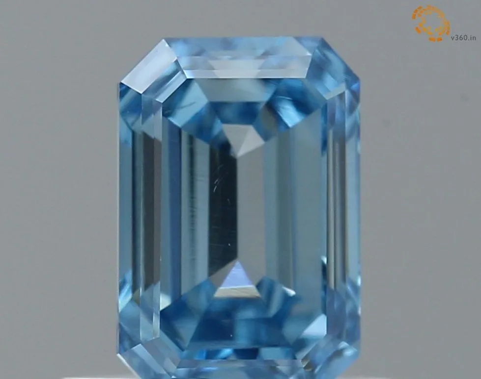 0.70ct EMERALD Fancy Intense Blue VS2 Coloured Lab diamond