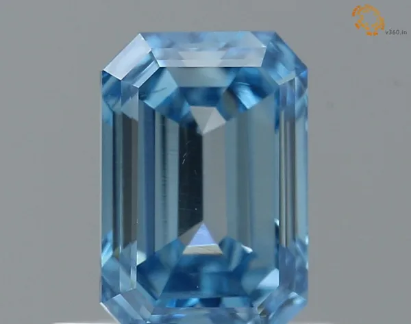 0.7ct EMERALD Fancy Intense Blue VS2 Coloured Lab diamond