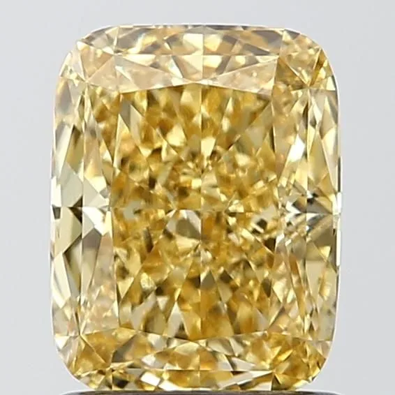 1.34ct CUSHION Fancy Vivid Yellow VVS2 Coloured Lab diamond