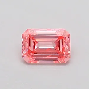 0.37ct EMERALD Fancy Vivid Pink SI2 Coloured Lab diamond