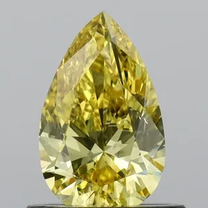 0.68ct PEAR Fancy Vivid Yellow VS2 Coloured Lab diamond