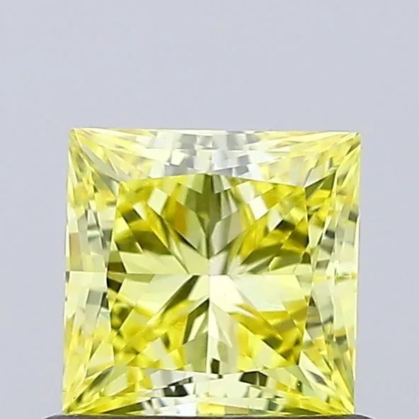 0.64ct PRINCESS Fancy Vivid Yellow VVS2 Coloured Lab diamond