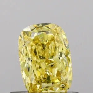 0.53ct CUSHION Fancy Vivid Yellow SI2 Coloured Lab diamond