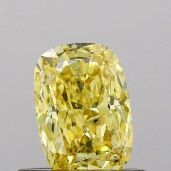 0.53ct CUSHION Fancy Vivid Yellow SI2 Coloured Lab diamond