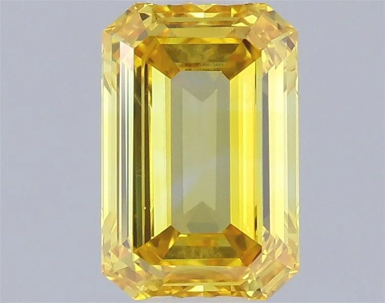 0.49ct EMERALD Fancy Vivid Yellow VVS2 Coloured Lab diamond
