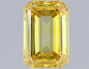 0.49ct EMERALD Fancy Vivid Yellow VVS2 Coloured Lab diamond