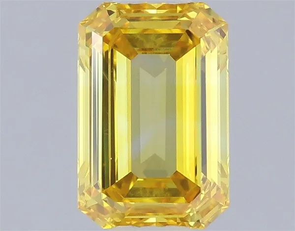 0.49ct EMERALD Fancy Vivid Yellow VVS2 Coloured Lab diamond
