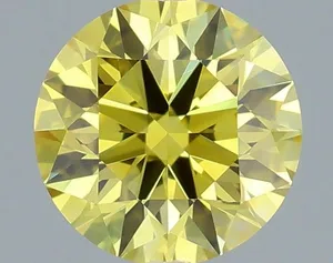 0.63ct ROUND Fancy Vivid Yellow VVS2 Coloured Lab diamond