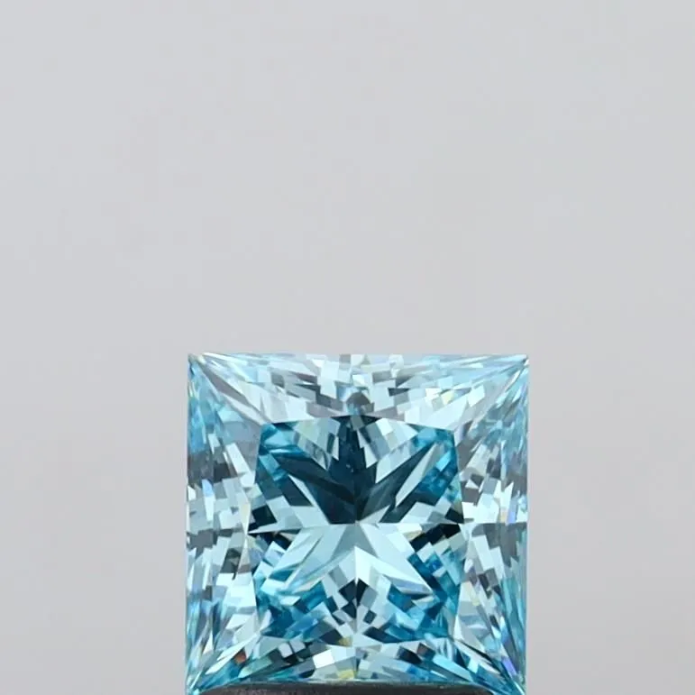 1.43ct PRINCESS Fancy Vivid Blue VVS2 Coloured Lab diamond