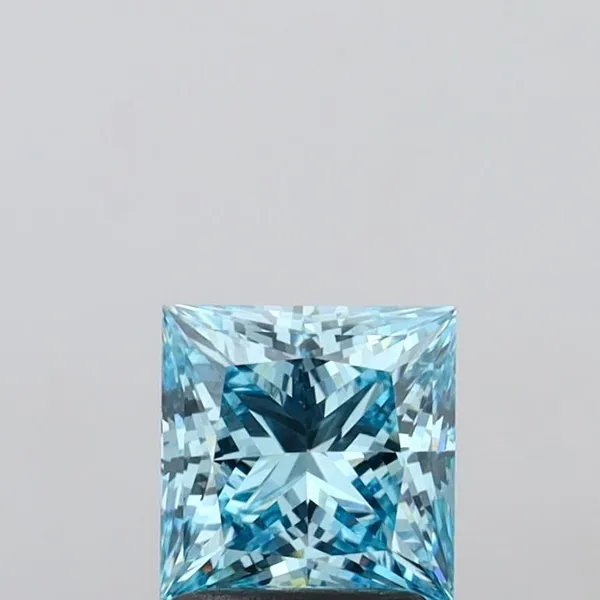 1.43ct PRINCESS Fancy Vivid Blue VVS2 Coloured Lab diamond