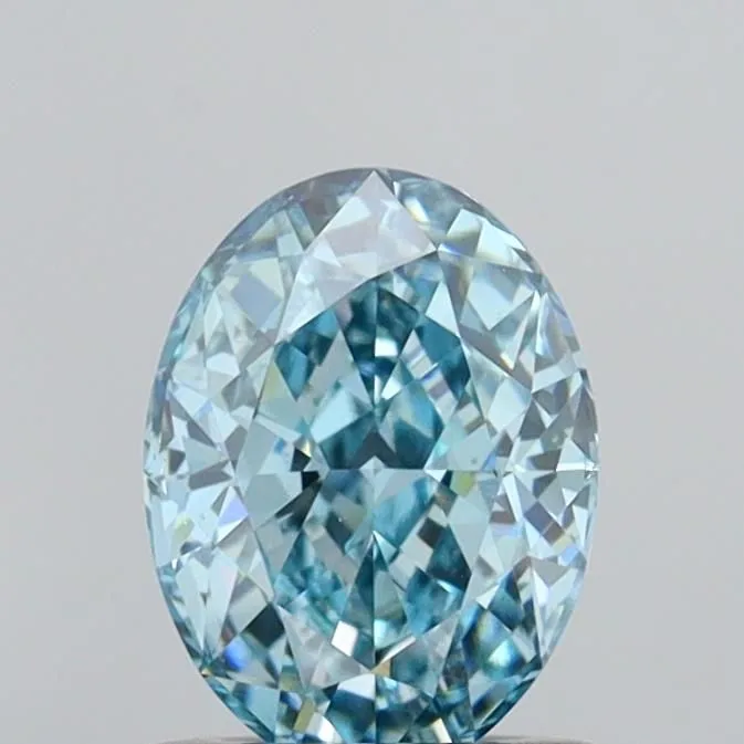 1.01ct OVAL Fancy Vivid Greenish Blue VVS2 Coloured Lab diamond