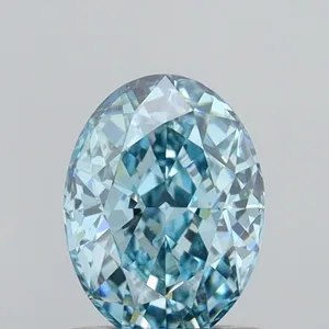 1.01ct OVAL Fancy Vivid Greenish Blue VVS2 Coloured Lab diamond