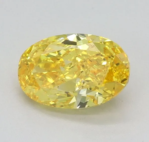 0.8ct OVAL Fancy Vivid Yellow VS1 Coloured Lab diamond