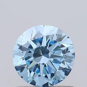 0.77ct ROUND Fancy Vivid Blue VS1 Coloured Lab diamond