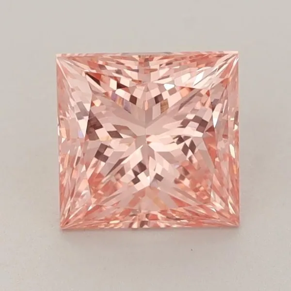 1.6ct PRINCESS Fancy Vivid Orange Pink VS2 Coloured Lab diamond